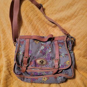 Fossil Maddox 1954 Turn Lock Large Messenger Floral Crossbody Shoulder Bag